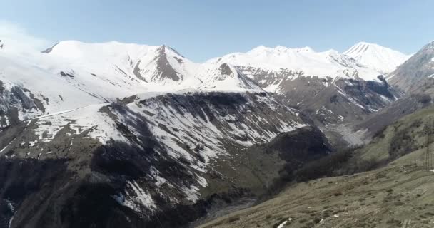 Winding Road Caucasus Mountains Covered Snow — Stock Video