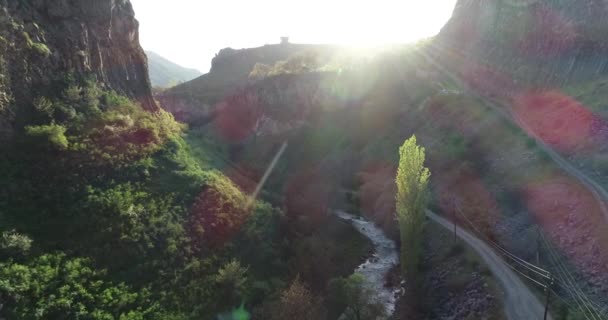 River Road Green Valley Caucasus Mountains Georgia — Stock Video