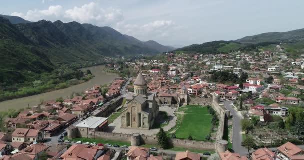 Невелике Місто Грузії Поблизу Кавказьких Гір Красивий Замок — стокове відео