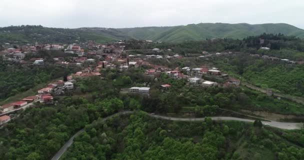 Mooie Stadsgezicht Groene Bergen Van Kaukasus Georgië — Stockvideo
