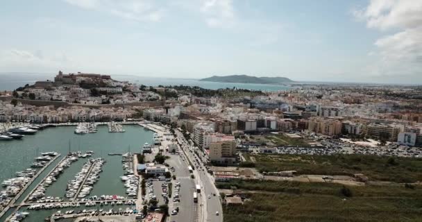 Vista Aérea Ciudad Mónaco Con Mar Azul Puerto Con Barcos — Vídeo de stock