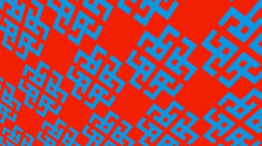 Geometrik şekilli küçük siyah arkaplan üzerinde renk deseni, yatay ve dikey eğimli, başlangıçta soldan sağa hareket ediyor, geometrik şekillerden oluşuyor..