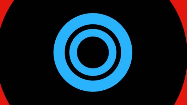 Conception graphique qui tourne au centre et augmente la taille, pour couvrir tout l'arrière-plan et disparaître, composé de différentes couleurs, au format vidéo 16 : 9 .