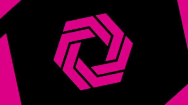 Conception graphique qui tourne au centre et augmente la taille, pour couvrir tout l'arrière-plan et disparaître, composé de différentes couleurs, au format vidéo 16 : 9 .