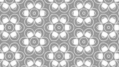 Siyah beyaz desenli, stroboskopik ve hipnotik etkiye sahip grafiksel desen, boyutu artarken ve sonra 16: 9 video biçiminde küçültürken,