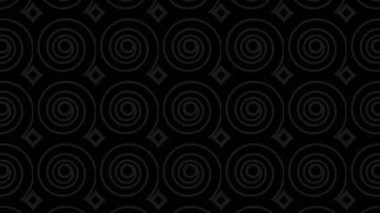 Siyah beyaz desenli, stroboskopik ve hipnotik etkiye sahip grafiksel desen, boyutu artarken ve sonra 16: 9 video biçiminde küçültürken,
