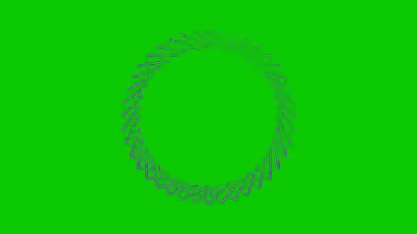 Deux objets graphiques colorés et se chevauchant, qui tournent dans les deux directions opposées au centre, de taille variable, sur un fond d'effet hypnotique, psychédélique et stroboscopique.