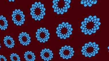 Geometrik şekilli küçük siyah arkaplan üzerinde renk deseni, yatay ve dikey eğimli, başlangıçta soldan sağa hareket ediyor, geometrik şekillerden oluşuyor..