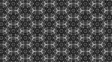 Siyah beyaz desenli, stroboskopik ve hipnotik etkiye sahip grafiksel desen, boyutu artarken ve sonra 16: 9 video biçiminde küçültürken,