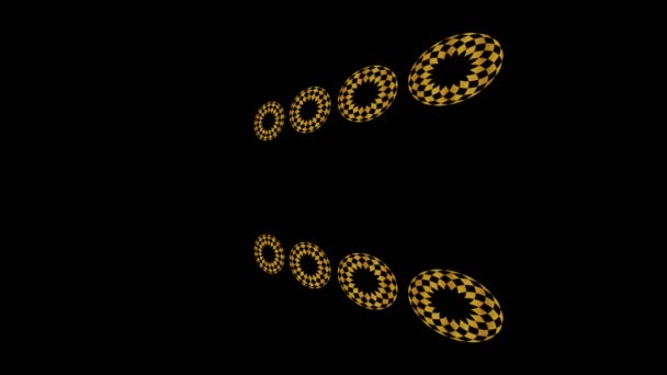 Gold Art Deco Pattern Minimal Black Background Tilted Horizontally Initially — Stock Video