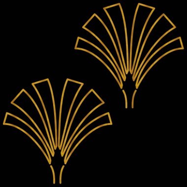 Siyah arka planda, doğrusal geometrik tarzda altın rengi Art Deco deseni. Web, duvar kağıdı, dijital grafikler, ambalaj, nesneler, ambalaj ve sanatsal dekorasyonlar için şablon.