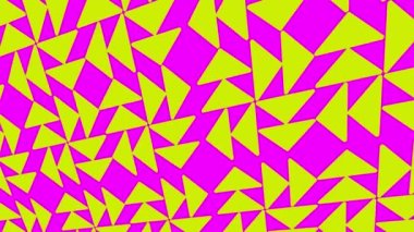 Geometrik şekilli küçük siyah arkaplan üzerinde renk deseni, yatay ve dikey eğimli, başlangıçta soldan sağa hareket ediyor, geometrik şekillerden oluşuyor..