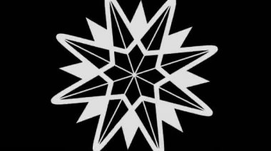 Siyah-beyaz, saat yönünde dönen, tam ekran boyutunu 16: 9 video biçiminde ortadan kaybolmaya indirgeyen, stroboskopik ve hipnotik efektli grafiksel nesne.