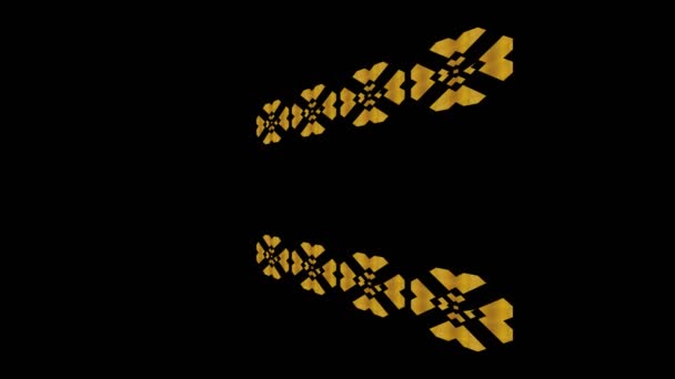 Gold Art Deco Pattern Minimal Black Background Tilted Horizontally Initially — Stock Video