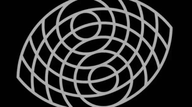 Siyah-beyaz, saat yönünde dönen, tam ekran boyutunu 16: 9 video biçiminde ortadan kaybolmaya indirgeyen, stroboskopik ve hipnotik efektli grafiksel nesne.