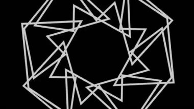 Siyah-beyaz, saat yönünde dönen, tam ekran boyutunu 16: 9 video biçiminde ortadan kaybolmaya indirgeyen, stroboskopik ve hipnotik efektli grafiksel nesne.