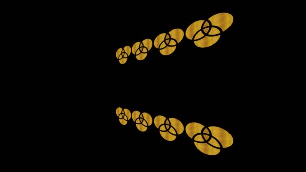 黄金艺术装饰图案在最小的黑色背景上 起初水平向左倾斜 然后向右移动 由彩色形状组成 采用4K 9视频格式 — 图库视频影像