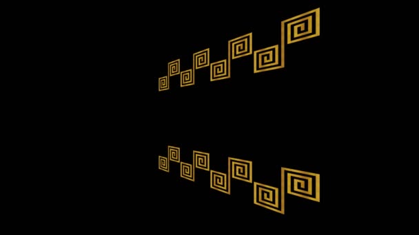Gold Art Deco Patroon Een Minimale Zwarte Achtergrond Horizontaal Gekanteld — Stockvideo