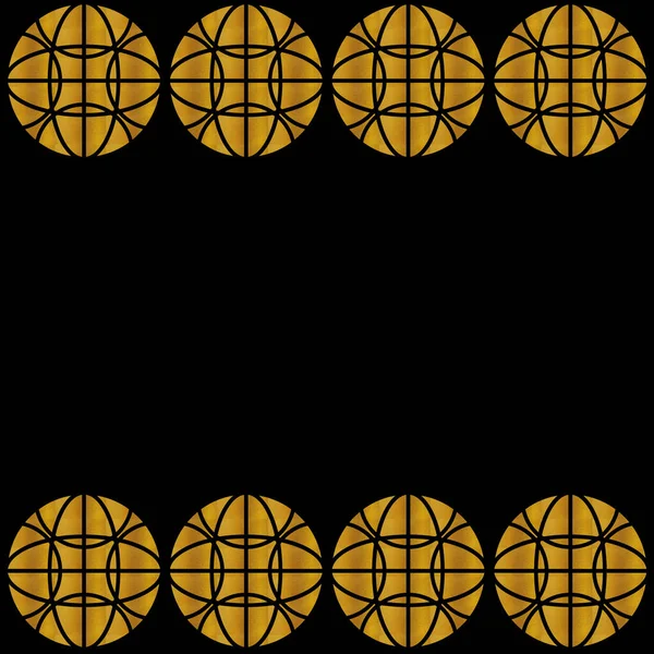 Gold Art Deco Pattern Black Background Linear Geometric Style Template — Stock Photo, Image