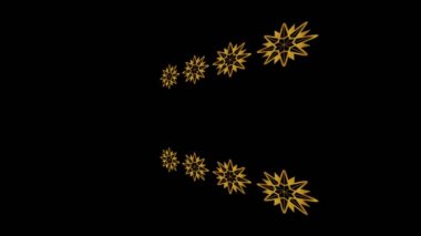 Asgari siyah arkaplan üzerindeki altın Art Deco deseni, başlangıçta sola yatay olarak eğimli, sonra 4k 16: 9 video biçiminde renkli şekillerden oluşan sağa hareket eder.