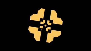 Merkezde saat yönünde dönen renkli grafik nesne, boyutu değişen, hipnotik, psikedelik ve stroboskopik bir efekte sahip bir zemin üzerinde, 16: 9 video biçiminde.