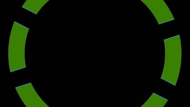 Objet graphique coloré sur un fond noir minimal, qui tourne dans le sens des aiguilles d'une montre en réduisant la taille du plein écran à zéro, puis revient au plein écran.