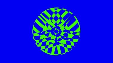 İki renkli ve üst üste binen grafik nesne, merkeze doğru iki zıt yönde dönerler, boyutları değişkendir, hipnotik, psikedelik ve stroboskopik bir etkisi vardır..