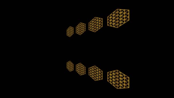 Gold Art Deco Pattern Minimal Black Background Tilted Horizontally Initially — Stock Video