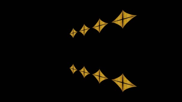 最小限の黒の背景に金のアール デコのパターンは 水平方向に最初に左に傾け 右に移動し 色の形で構成され 9ビデオ形式で — ストック動画