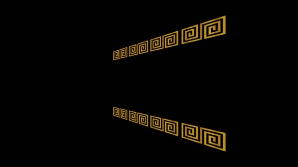 Gold Art Deco Pattern Minimal Black Background Tilted Horizontally Initially — Stock Video