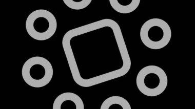 Siyah-beyaz, saat yönünde dönen, tam ekran boyutunu 16: 9 video biçiminde ortadan kaybolmaya indirgeyen, stroboskopik ve hipnotik efektli grafiksel nesne.