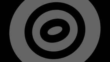 Siyah-beyaz, saat yönünde dönen, tam ekran boyutunu 16: 9 video biçiminde ortadan kaybolmaya indirgeyen, stroboskopik ve hipnotik efektli grafiksel nesne.