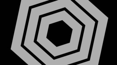 Siyah-beyaz, saat yönünde dönen, tam ekran boyutunu 16: 9 video biçiminde ortadan kaybolmaya indirgeyen, stroboskopik ve hipnotik efektli grafiksel nesne.