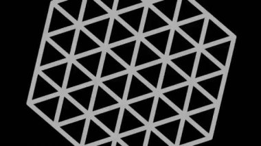 Saat yönünde dönerken ve boyutu artarken, stroboskopik ve hipnotik efektli siyah beyaz çizim