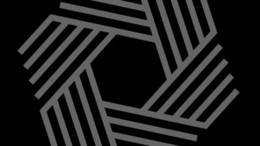 Siyah-beyaz, saat yönünde dönen, tam ekran boyutunu 16: 9 video biçiminde ortadan kaybolmaya indirgeyen, stroboskopik ve hipnotik efektli grafiksel nesne.