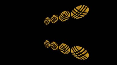 Asgari siyah arkaplan üzerindeki altın Art Deco deseni, başlangıçta sola yatay olarak eğimli, sonra 4k 16: 9 video biçiminde renkli şekillerden oluşan sağa hareket eder.