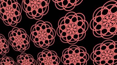 Geometrik şekilli küçük siyah arkaplan üzerinde renk deseni, yatay ve dikey eğimli, başlangıçta soldan sağa hareket ediyor, geometrik şekillerden oluşuyor..