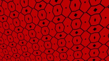 Geometrik şekilli küçük siyah arkaplan üzerinde renk deseni, yatay ve dikey eğimli, başlangıçta soldan sağa hareket ediyor, geometrik şekillerden oluşuyor..