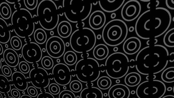 Schwarz Weißes Muster Mit Geometrischen Formen Auf Minimalem Schwarzem Hintergrund — Stockvideo