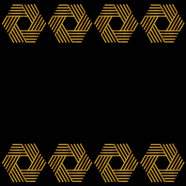 Gold Art Deco Pattern Black Background Linear Geometric Style Template — 스톡 사진