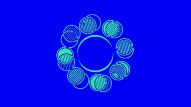 İki renkli ve üst üste binen grafik nesne, merkeze doğru iki zıt yönde dönerler, boyutları değişkendir, hipnotik, psikedelik ve stroboskopik bir etkisi vardır..