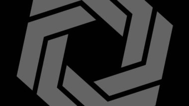 Siyah-beyaz, saat yönünde dönen, tam ekran boyutunu 16: 9 video biçiminde ortadan kaybolmaya indirgeyen, stroboskopik ve hipnotik efektli grafiksel nesne.