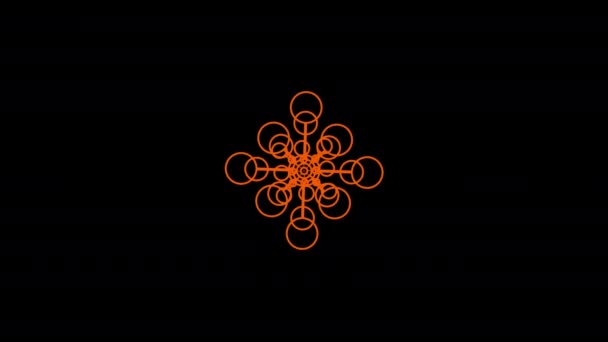 Oranžový Grafický Objekt Umístěný Uprostřed Který Duplikuje Rozpíná Soustředných Vlnách — Stock video
