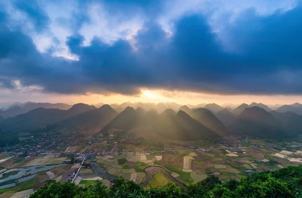 Rizs Mező Betakarítási Idő Bac Son Valley Lang Son Vietnam — Stock Fotó