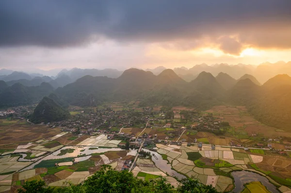 Rizs Mező Betakarítási Idő Bac Son Valley Lang Son Vietnam — Stock Fotó