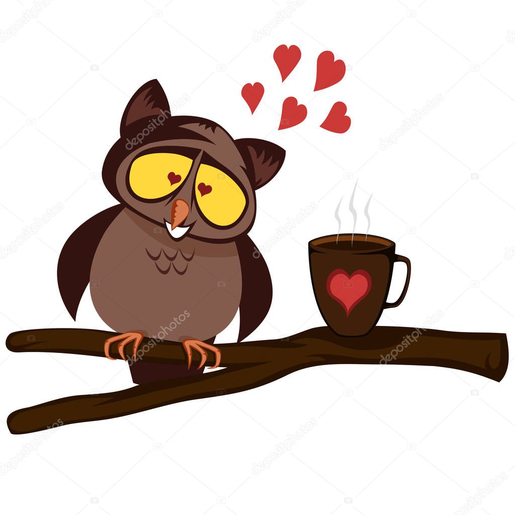 Funny Owl - morning love coffee
