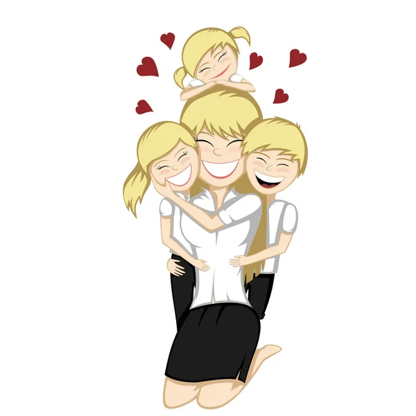 Lovin Mommy Forever Nice Family Portrait Big Blonde Family — стоковый вектор