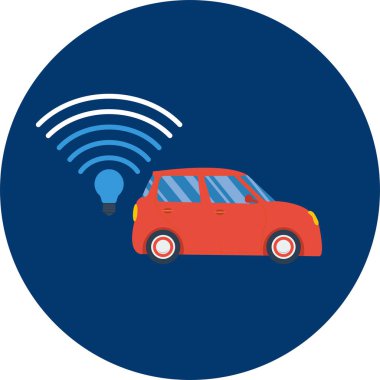 Akıllı araba | Büyük düz illüstrasyon kavramı simge ve kullanım için nesne, tasarım, modern, nesne, teknoloji ve çok daha fazlası.