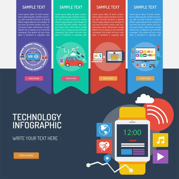 Technology Infographic Illustration Design — Stock Vector