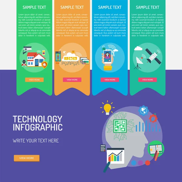Tecnologia Design Ilustração Infográfica —  Vetores de Stock